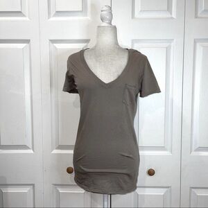 2/$25 Beryll V-Neck Brown Short Sleeve Tee